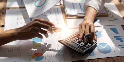 Bookkeepers,Team,Or,Financial,Inspectors,Making,Report,,Calculating,And,Checking