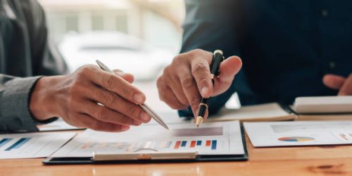 Business Consulting meeting working and brainstorming new business project finance investment concept.